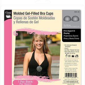 Dritz Molded Gel-Filled Bra Cups, A/B, Black, 2
